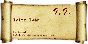 Iritz Iván névjegykártya